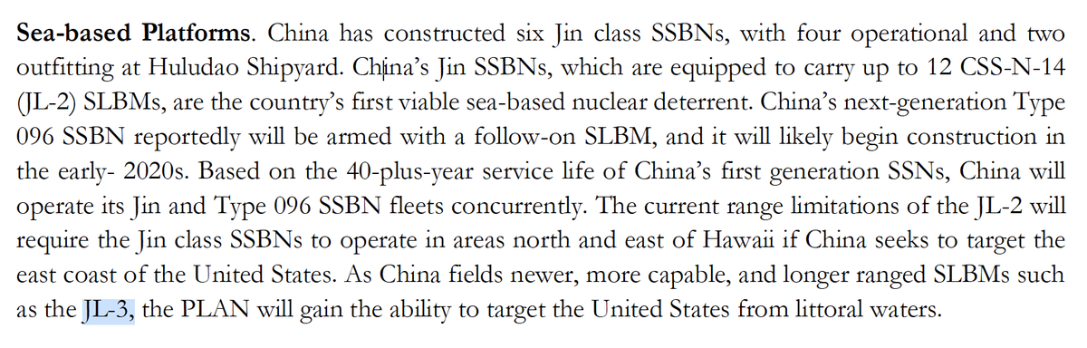 After all, as discussed in the DoD's 2020 China Military Power report, when China fields its longer-ranged JL-3 SLBM, open ocean Pacific patrols (with the vulnerability that that would bring to China's noisy submarines) probably won't be necessary to target the U.S.