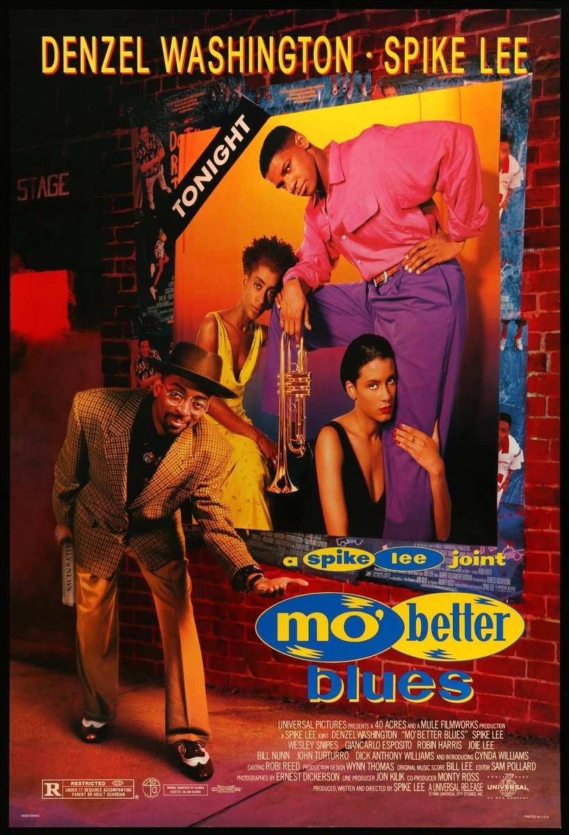 In that review I get into a little tangent about Spike Lee's distinct movie poster style. How fucking cool is it that MO' BETTER BLUES is presented to us by its director (as his character in the movie)?