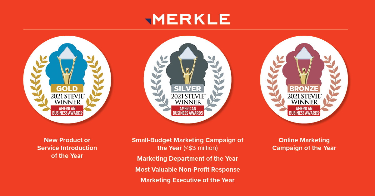 6 Stevie Awards! #MerkleProud to see the hard work of our <a href="/Merkle/">Merkle</a> marketing team, <a href="/Merkle_Erin/">TEST.ETH</a>, AARP team, and Merkury team who were all recognized in the <a href="/TheStevieAwards/">The Stevie® Awards</a>.

ow.ly/786L50EC3iZ
