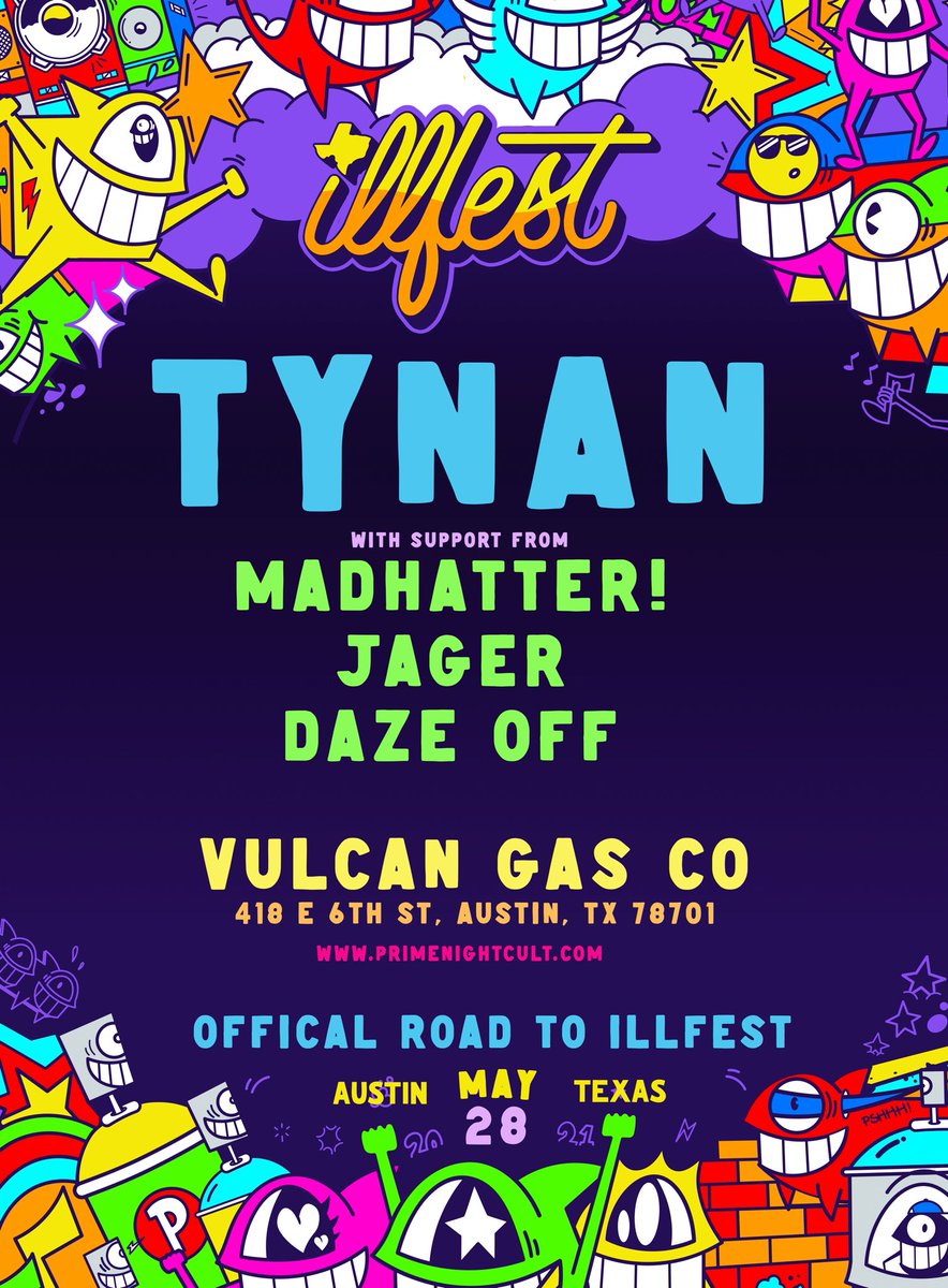 You won’t want to miss this one 🔥 The road to @illfestatx begins with <a href="/tynanofficial/">TYNAN</a> at <a href="/vulcanatx/">Vulcan Gas Company</a> 😍 Tickets on sale tomorrow at 11am: primenightcult.com