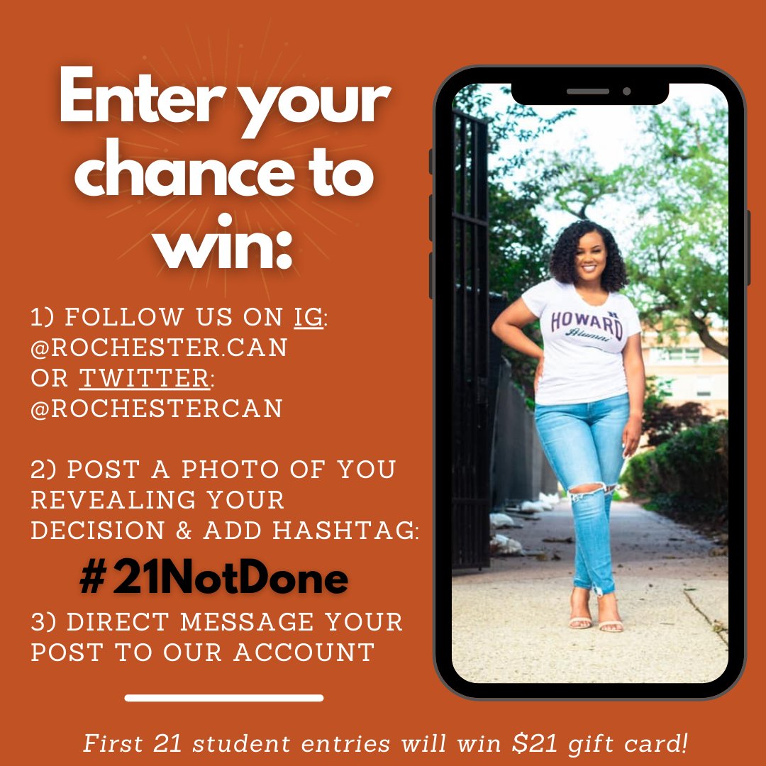 Class of 2021's not done yet!🎓🎉🥳Celebrate your achievements with RCAN by posting a photo of yourself with your postsecondary plans and tagging it #21NotDone! You'll get a chance to win a gift card! #rcsd