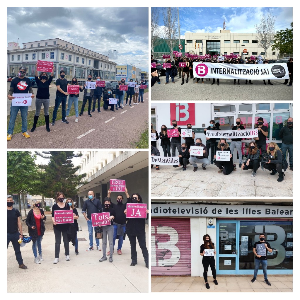 ComiteinfosIB3's tweet photo. Som professionals de la radiotelevisió pública de les Illes Balears, IB3. Volem fer feina sense ser humiliats, maltractats o enganats. Avui hem demostrat que estem units. Ja no hi ha marxa enrere i no aturarem fins a aconseguir la internalització. MOLTES GRÀCIES
#VagaSomIB3 https://t.co/gJd6X1Q82r