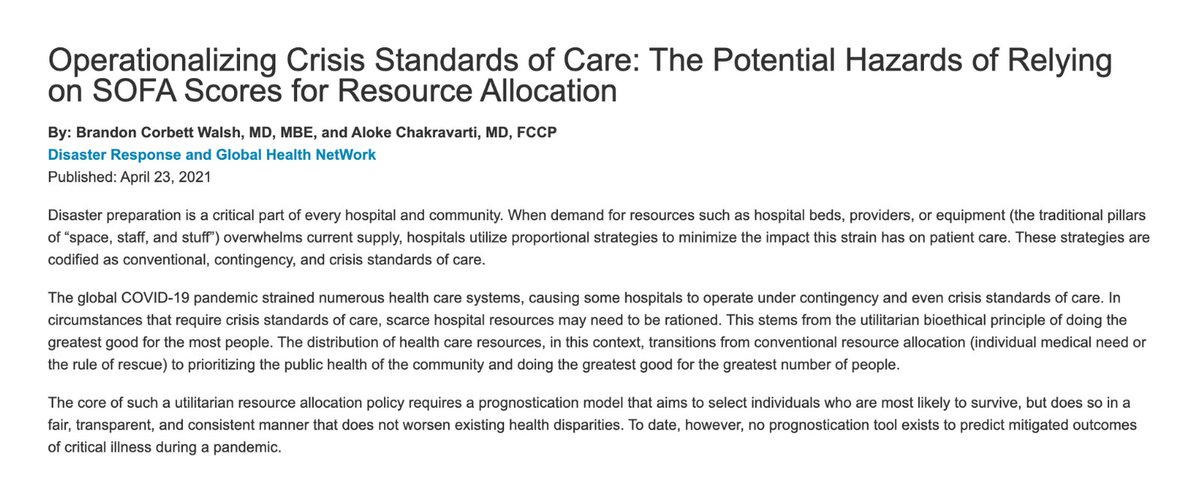 accpchest's tweet photo. Brandon Corbett Walsh, MD, MBE, and Aloke Chakravarti, MD, FCCP, share what the literature says about SOFA scores for predicting mortality and how we can prepare for the next pandemic. Read now: https://t.co/RLq68CaTTN
#COVID19 #CHESTCritCare #CHESTDisaster https://t.co/yiMYmVmgp8