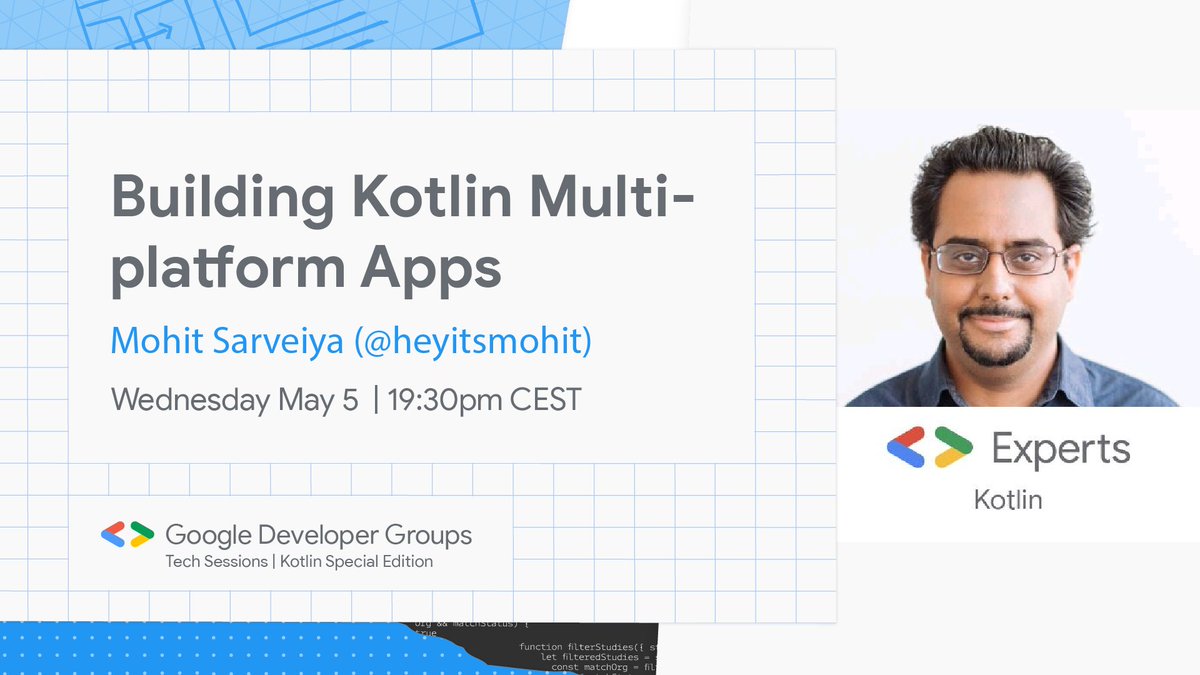 gdgtechsessions's tweet image. 🖥  Have you ever heard about Kotlin Multiplatform Mobile apps? If not, this is your opportunity!
 
This session will explore this powerful tool with the @GoogleDevExpert Mohit Sarveiya (@heyitsmohit).

RSVP now 👉bit.ly/KOT-TS

@googledevgroups #GDGTechSessions @kotlin