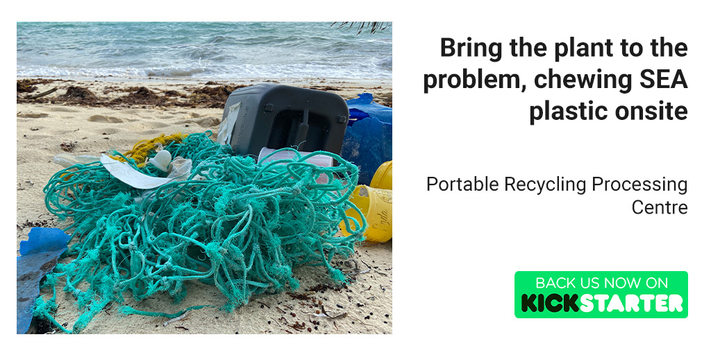 Bring the plant to the problem, chewing SEA plastic onsite kck.st/3xrKCBj <a href="/greatseaproject/">The Great Sea Project (GSP)</a> #Kickstarter #crowdfunding #crowdfund #technology #Plastic #plasticfree #recycle #plasticpollution #design  #sustainable #zerowaste #recycling #wastemanagement