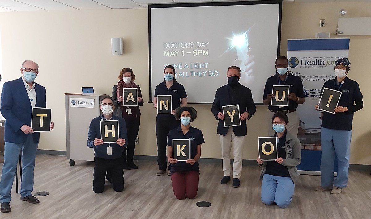 healthforallfht's tweet photo. May 1st is #DoctorsDay. #ShineALightForThem tomorrow at 9pm to show your thanks! Our physicians were joined by @allan_k_grillMD @allanodette @jmarrMSH to celebrate all the hard work that doctors continue to do! @OntariosDoctors @MSHospital @afhto @MelanieJoyMD @DMutasin1 https://t.co/zSxnRzI0tk