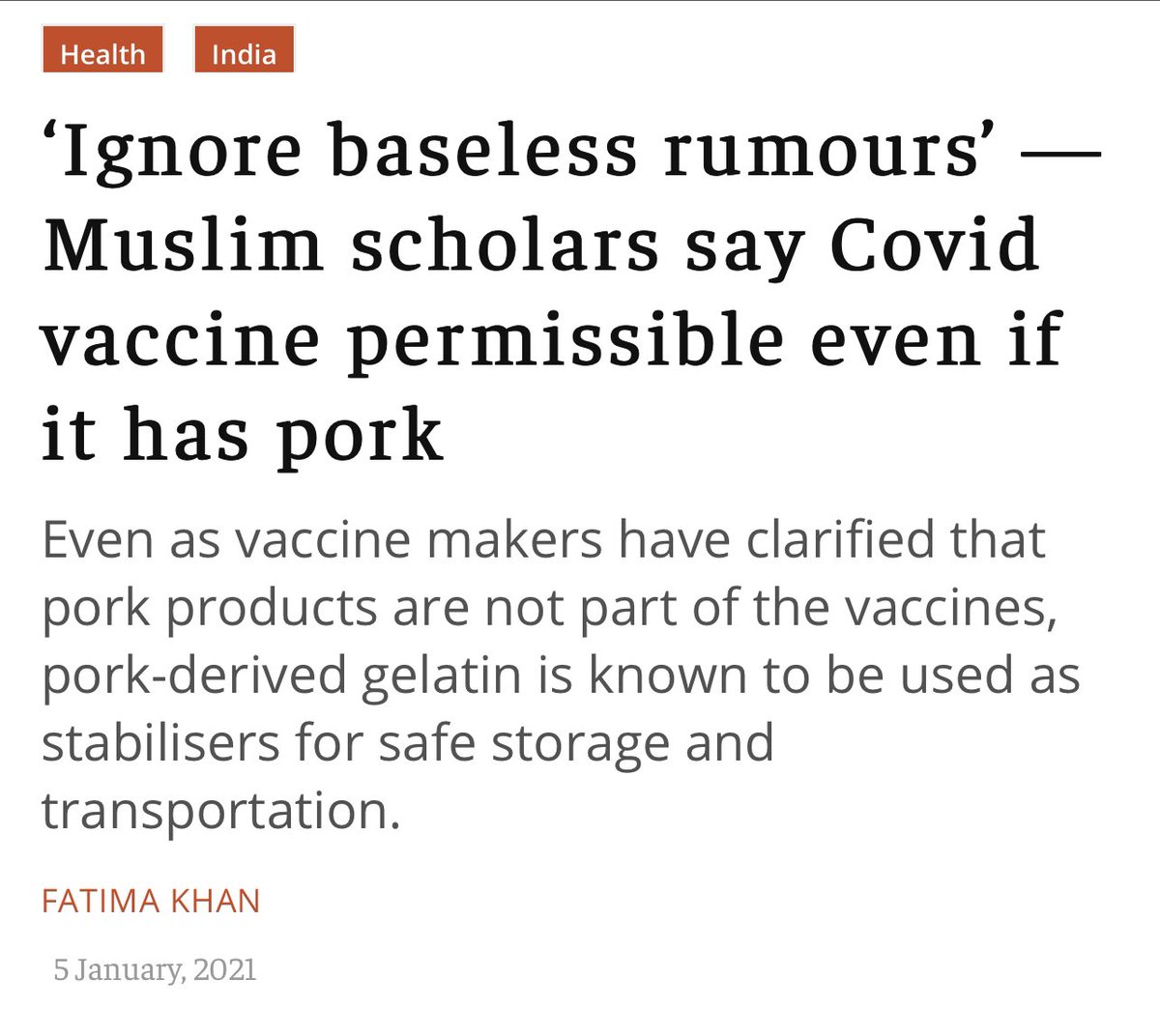 [12/n] Unknown Persons (Minorities)Then there was debate around Halal or Haram of the vaccine, it’s ingredients which must have sparked the  #VaccineHesitancy leading to more  #VaccineNaysayers