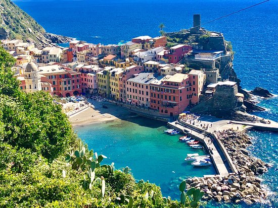 The fictional town is called Portorosso, which is a mix of different town names, most famously Portofino and Monterosso, both villages in the Cinque Terre, and both facing the sea.