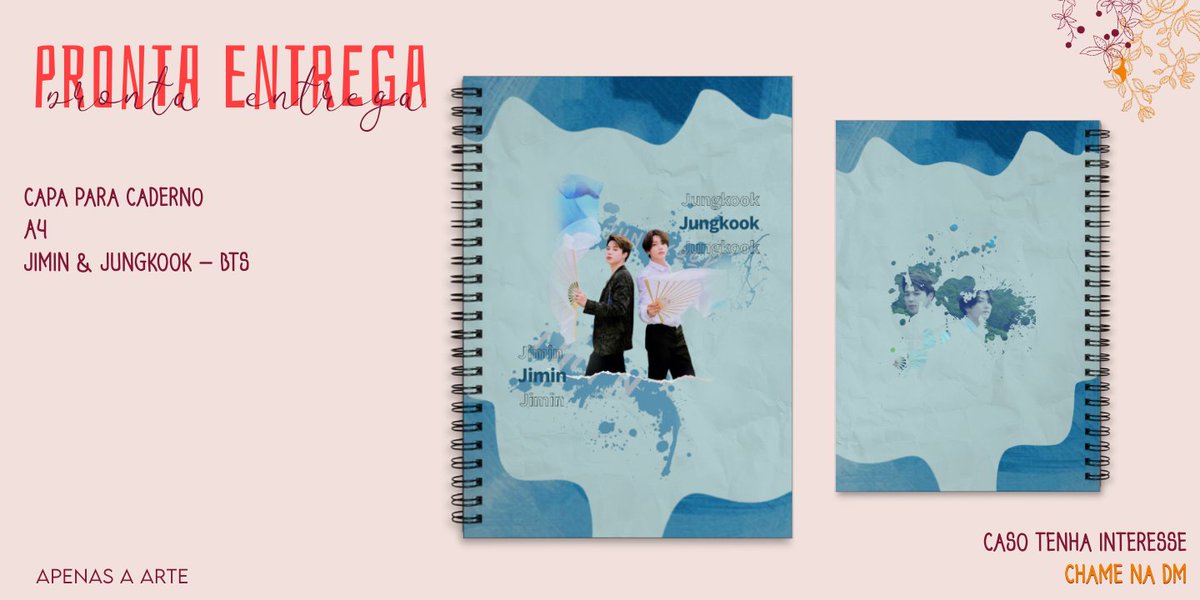 🍒| Capa para Caderno  A4, Jimin &amp; Jungkook - BTS 
💰| R$10,00 
🏷| Pagamento via pix, transferência, depósito e picpay
🔗| interessados, chame na DM
