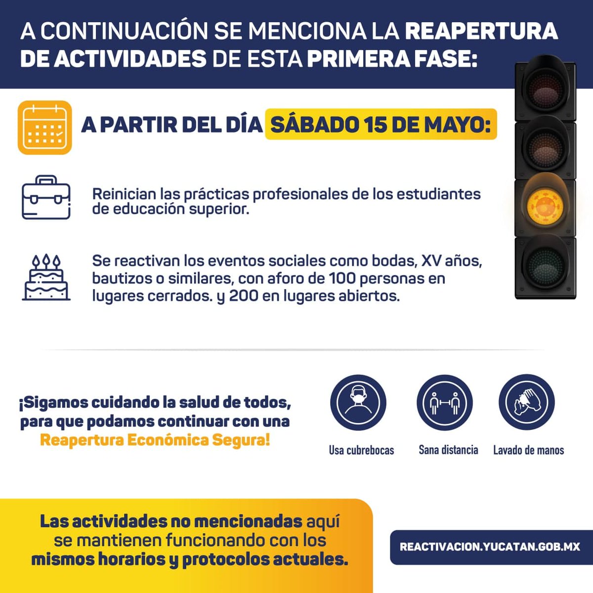 procivy's tweet photo. ¡AVISO IMPORTANTE!

Ante el anuncio del semáforo #AMARILLO, te presentamos la #reapertura de actividades de esta primera fase. 
Sigamos cuidando la salud de todos, para que podamos continuar con una Reapertura Económica Segura. 
Para más información: https://t.co/pWAFOpCB6r https://t.co/dLZsZbbR40