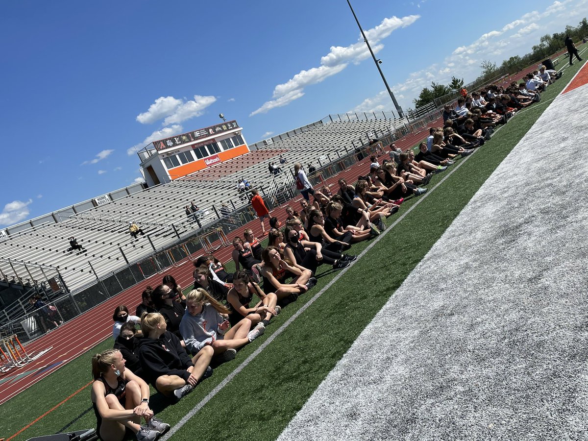 Loveland_HS's tweet photo. Look at this amazing group of student athletes cheering on our seniors and ready to compete! #TigerFuture https://t.co/0DOaS5jIuG