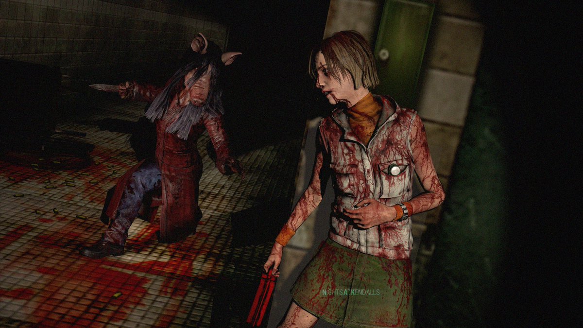 TW// Blood, horror imagery 

Been debating posting this all day, but have a #DeadbyDaylight render of my 2 main girls 💕