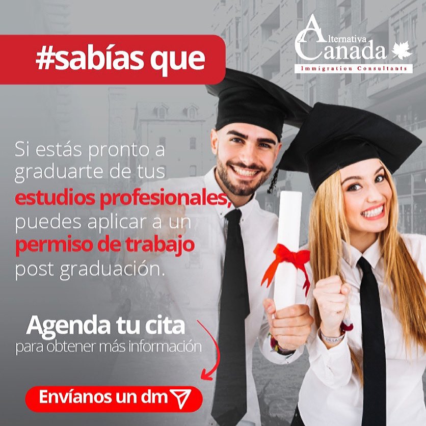 altcanada's tweet photo. ¿Ya sabías esto? 
En Canadá quienes se graduan de un programa elegible y una institución educativa designada por el Gobierno Canadiense pueden obtener una permiso de trabajo después de terminar sus estudios. Contáctanos 
#latincommunity #travel #neverleaving #postgrad #workpermit https://t.co/bs2Y7ehE83