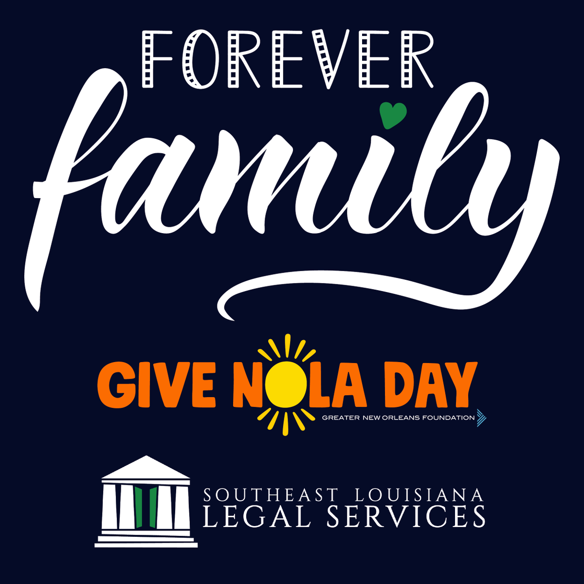 We can't always share a lot of information about our CINC clients, but recently, after several years in foster care, one of our 17-year-old clients was adopted and that's TOO good not to share on a Friday! On #GiveNOLADay, support Forever Families: givenola.org/slls.