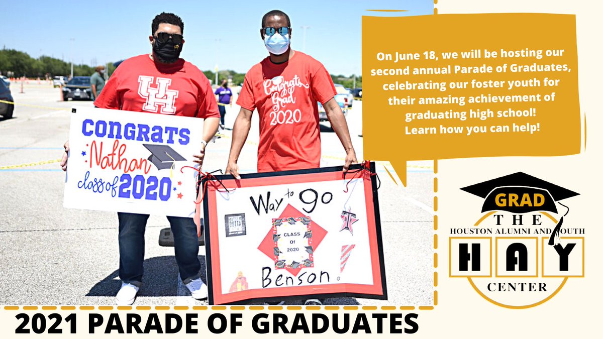 CenterHay's tweet image. - Make a monetary donation which will allow The HAY Center to provide support to a youth aging out of foster care. 
- Sponsor a graduate by purchasing items on their wish list
- Make a poster 
Go to haycenter.org/graduation2021 for more info!