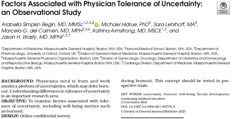 JGIM Journal of General Internal Medicine (@journalgim) on Twitter photo Factors associated with physician tolerance of #uncertainty <a href="/greyscalespaces/">Arabella Simpkin Begin MD PhD</a> <a href="/MGHMedicine/">MassGeneral Medicine</a> <a href="/katrinarmstrong/">Katrina Armstrong</a> <a href="/jasonwasfy/">Jason H. Wasfy, M.D.</a> link.springer.com/article/10.100… Factors associated with physician tolerance of #uncertainty <a href="/greyscalespaces/">Arabella Simpkin Begin MD PhD</a> <a href="/MGHMedicine/">MassGeneral Medicine</a> <a href="/katrinarmstrong/">Katrina Armstrong</a> <a href="/jasonwasfy/">Jason H. Wasfy, M.D.</a> link.springer.com/article/10.100…