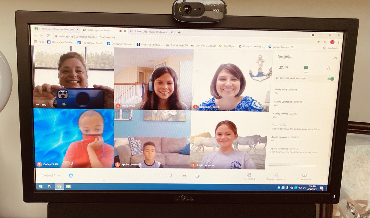 SpotsofLiteracy's tweet photo. Freckle Juice Book Club to wrap up our week! Thanks for joining us ⁦@steph_harrell⁩ ⁦@CFK_CFKN⁩ https://t.co/EpXGu8IreT