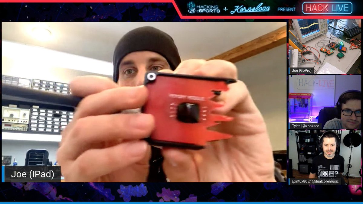 _kernelcon_'s tweet image. Joe Grand scraping epoxy and recovering data from a broken memory module to save his spaceship.  🚀

Yes, Live!

#HackLive
kernelcon.org