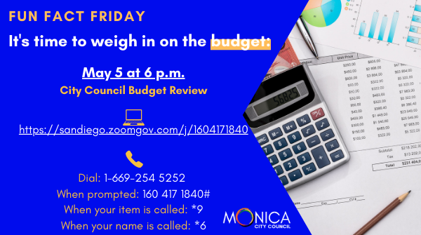 Monica4SanDiego's tweet photo. #SanDiego Did you know you can weigh in on every aspect of the City budget? Starting next week the City Council is taking public input. Let’s make sure our community is heard. https://t.co/g6l0opu1tj