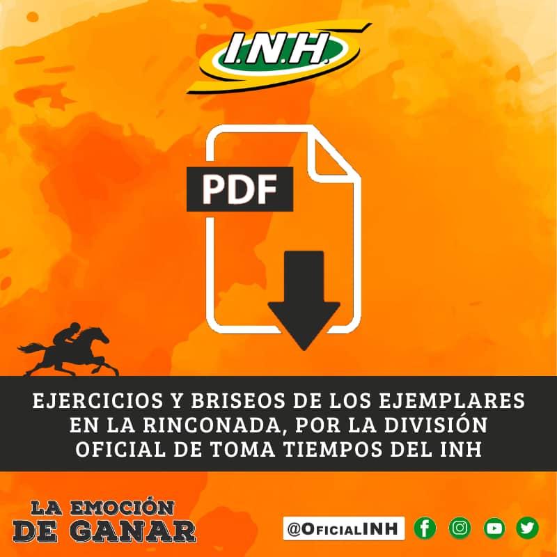 ⏱️ La División Oficial de Toma Tiempos del <a href="/OficialINH/">OFICIAL INH</a> presenta la hoja de ejercicios y briseos de los ejemplares del Hipódromo #LaRinconada del día viernes #30Abr de 2021. 🐎 

Ingresa aquí

➡️ docdro.id/Whv6VOe

#Hipismo