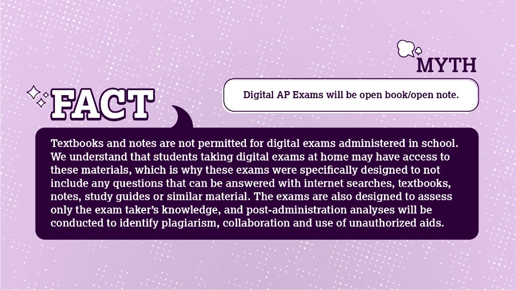 APforStudents's tweet image. Busting some myths about this year's AP Exams.