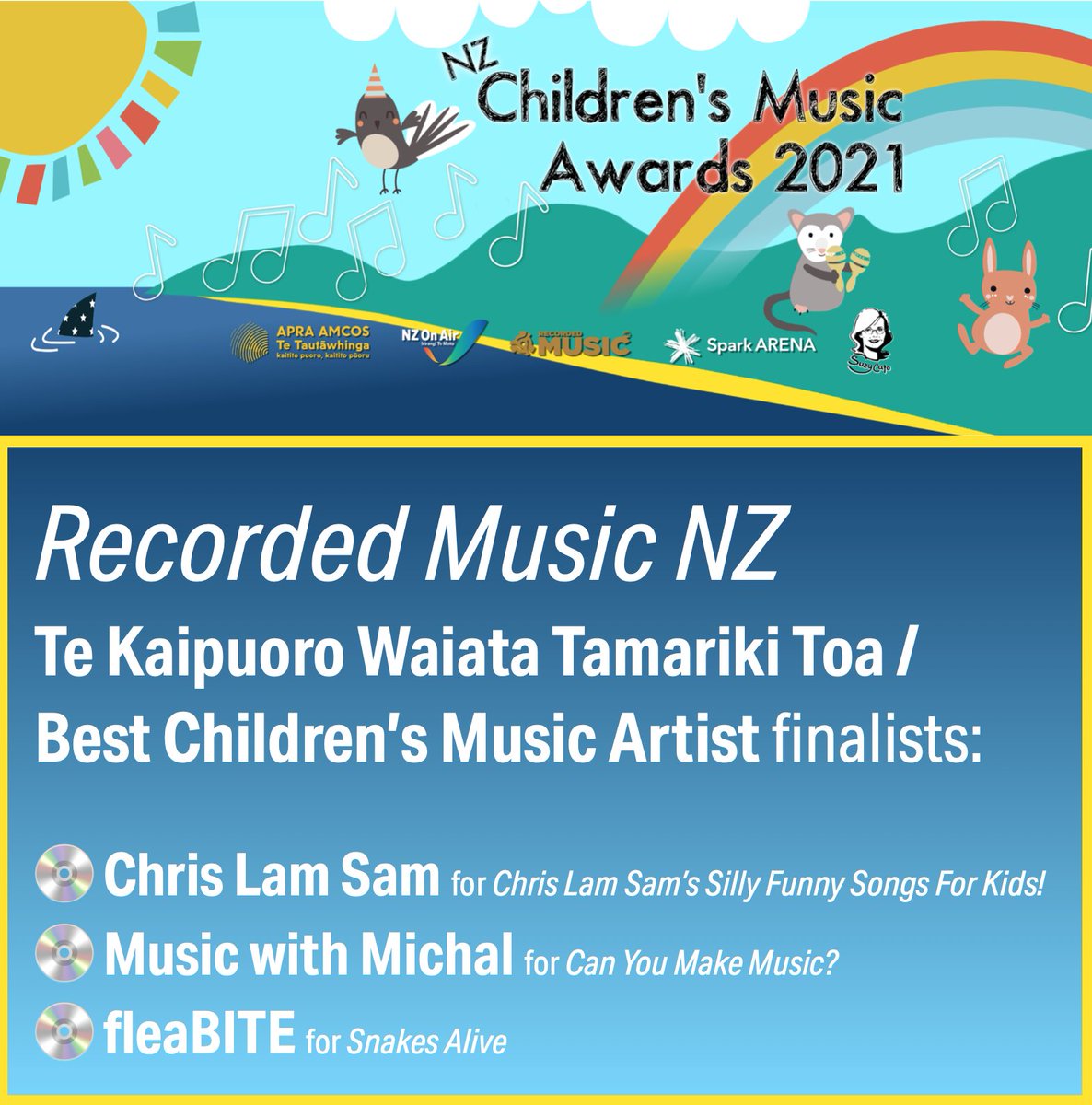 I'm very happy (and surprised) that I'm a finalist for an Aotearoa Music Award! #recordedmusicnz