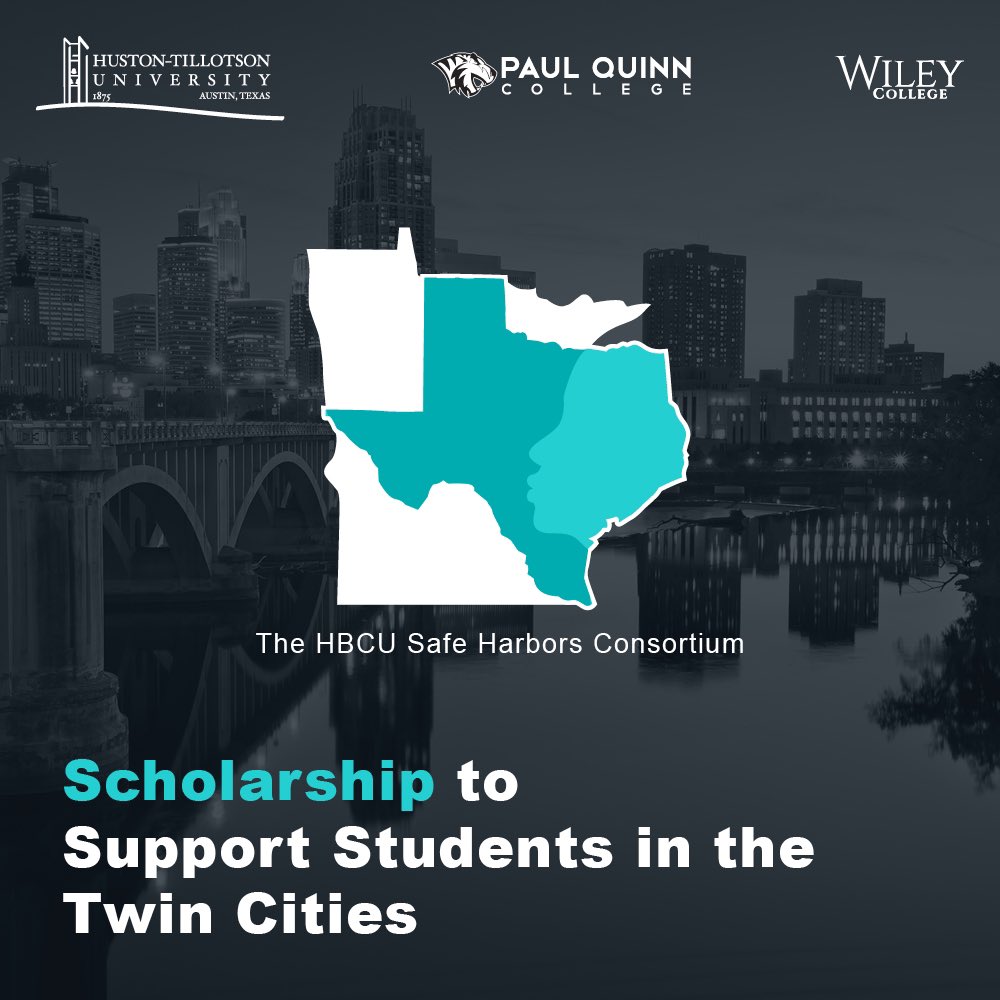HustonTillotson's tweet image. We’re proud to announce our partnership with HBCUs @PaulQuinnTigers and @WileyCollege to create the #SafeHarborsConsortium. We’re inviting students from the Twin Cities to enroll and apply for a special scholarship to our schools for the Fall semester.  #SocialJustice #HBCULove