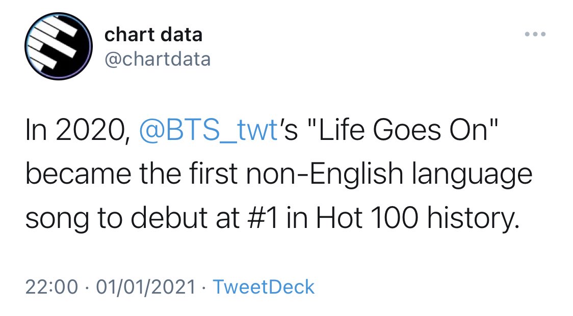 3 months later, Life Goes On became the first non-english song in history to chart #1 on Billboard hot100