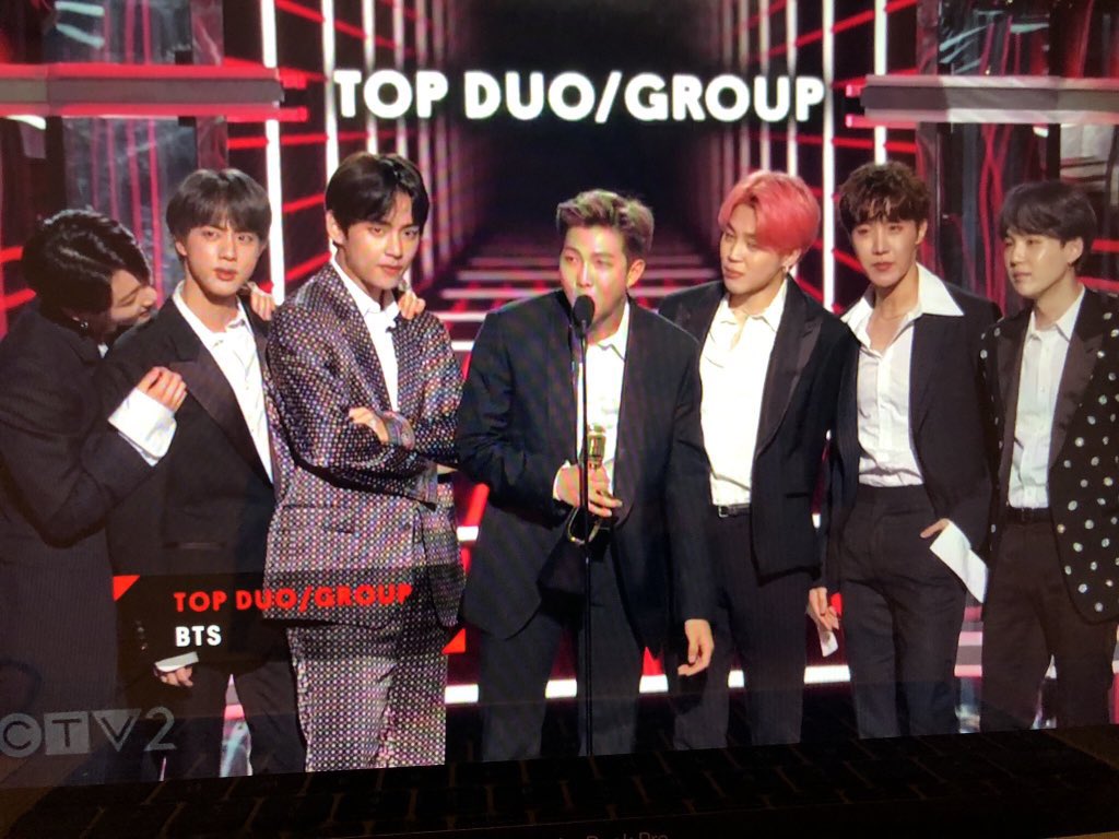 in 2017, BTS became the first kpop group in history to win a BBMAs.today they have 5 wins (4 for top social artist and 1 for top duo/group)