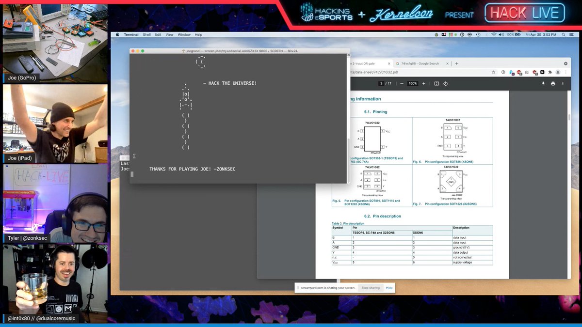 _kernelcon_'s tweet image. WE HAVE LIFTOFF! 

That was AMAZING @joegrand 

#HackLive
kernelcon.org