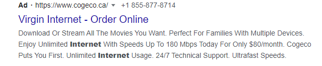 daveAHstator's tweet photo. If anyone needs one more reason to hate @cogeco @cogecohelps  then this would be it. Sneaky AD on Google.... not cool... what do you think @virginmedia ? https://t.co/Wrq8t4KiAt