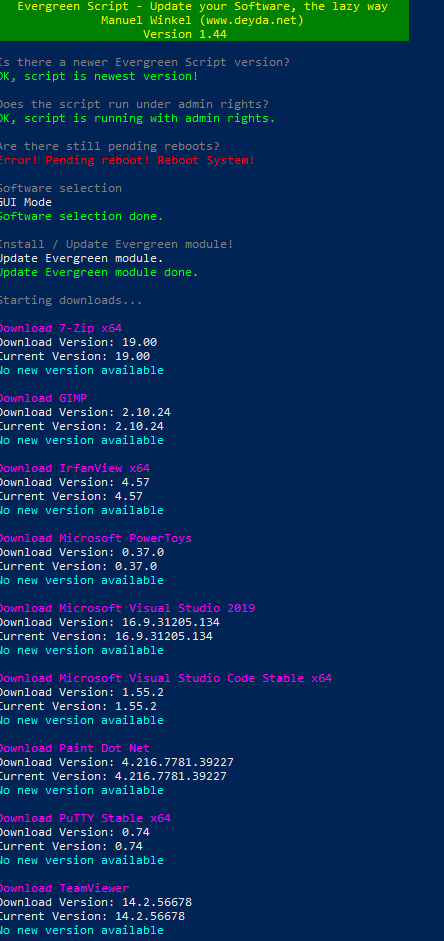 Deyda84's tweet image. New Version (1.44) of the Evergreen Script !!

- Add PuTTY Download Function
- Add Paint.Net, @GIMP_Official, @Microsoft PowerToys, @VisualStudio 2019, Visual Studio @Code, PuTTY &amp;amp; @TeamViewer

bit.ly/3dmHmhB

#CitrixCTP #PowerShell #EvergreenScript
