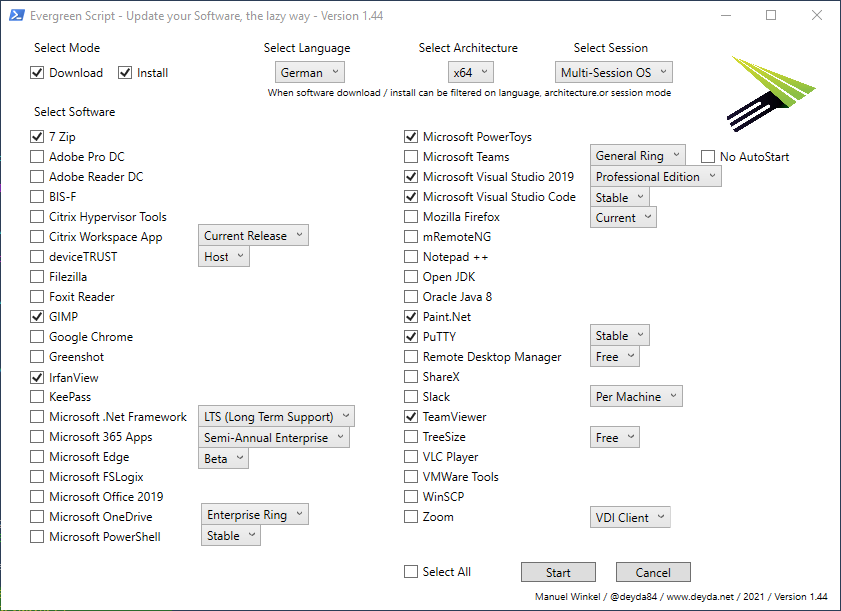 Deyda84's tweet image. New Version (1.44) of the Evergreen Script !!

- Add PuTTY Download Function
- Add Paint.Net, @GIMP_Official, @Microsoft PowerToys, @VisualStudio 2019, Visual Studio @Code, PuTTY &amp;amp; @TeamViewer

bit.ly/3dmHmhB

#CitrixCTP #PowerShell #EvergreenScript