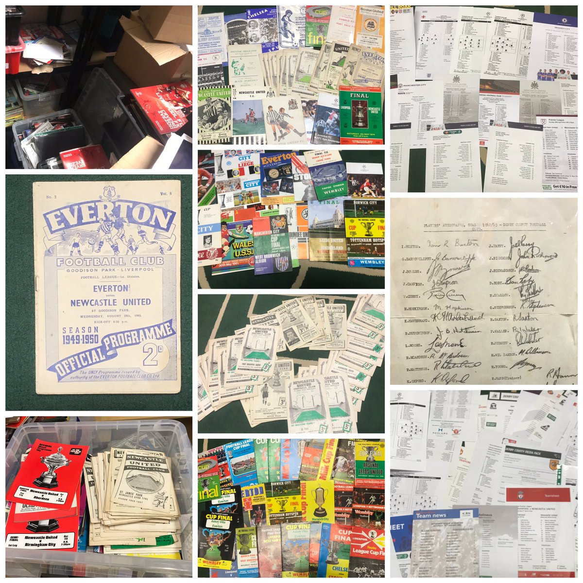 Today's box sorting at the shop found some items from a renowned UK journalist. Some belters including a collection of NUFC oldies tons of League Cup Programmes and hundreds of teamsheets. Getting their slowly. 🥴