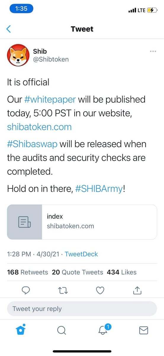  $shib going to lift off, this thread will highlight few points for ur ref. Dont listen to me blindly, IM AN IDIOT SITTING ON PILE OF CASH.  #DYOR 1. whitepaper goin to be released another 2 hours. Game changer, proving itsnot a shitty token2. Hotbit server rite now down due to