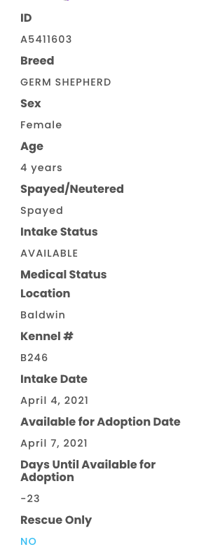 Use their email: Baldwin Park: baldwinpark@animalcare.lacounty.gov

Baldwin Park, Ca.