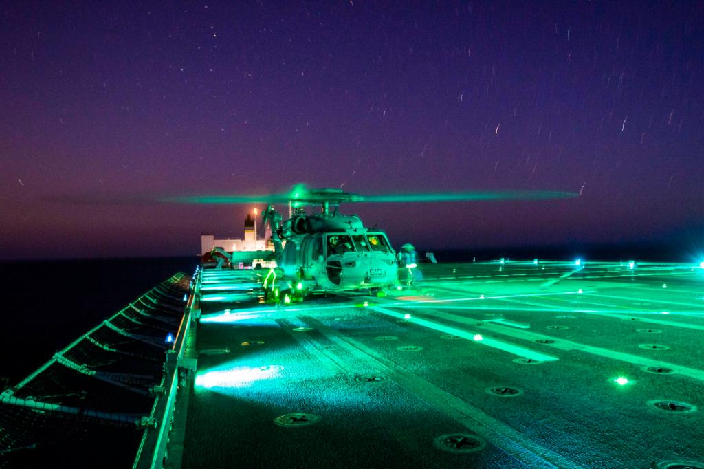 USNavy's tweet photo. @USNavy photos of the day: #USSGeraldRFord @Warship_78 conducts #FltOps and hosts French @MarineNationale observers, #UTC2 participate in #ProjectBigWave #diegogarcia and Sailors secure #SH60 helicopter aboard #USNSMercy @US7thFleet.⬇️ info & download ⬇️: https://t.co/67dc9WTZ5J https://t.co/ZNqXCXQD9x