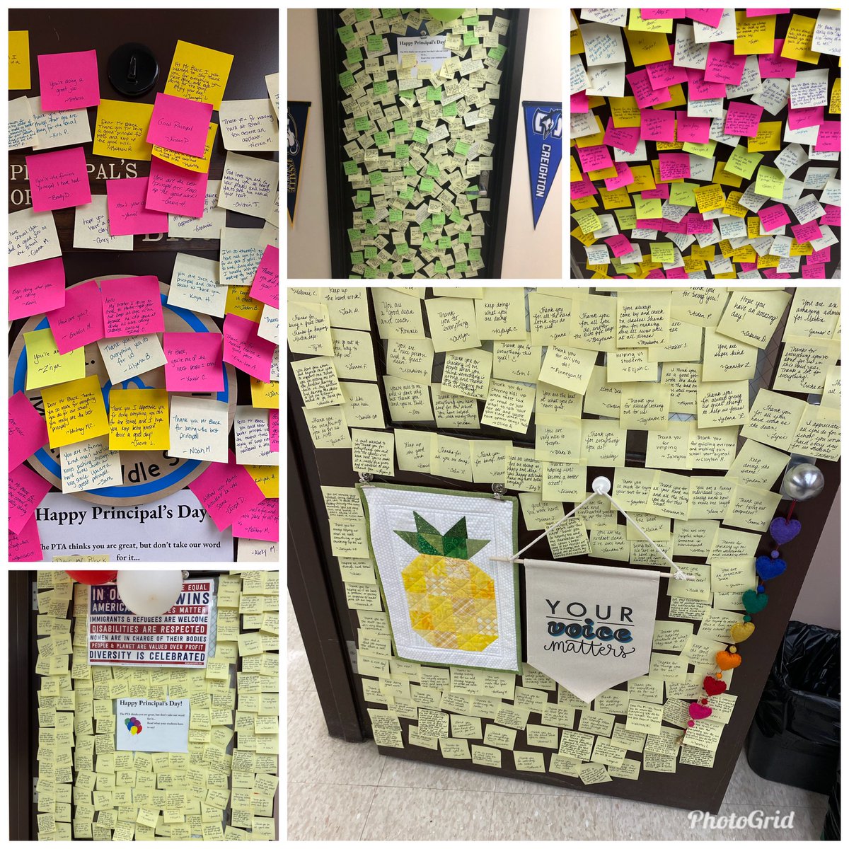 BillBlackRI's tweet photo. Instant goosebumps when you walk into @MartinWildcats and see your office, your assistant principal and your dean’s office have been wallpapered with positive messages from the kids at Martin. So much Wildcat and Townie Pride at Martin! #LuckyPrincipal @Messier_EP @sandy_forand https://t.co/zD1NvFCFRN