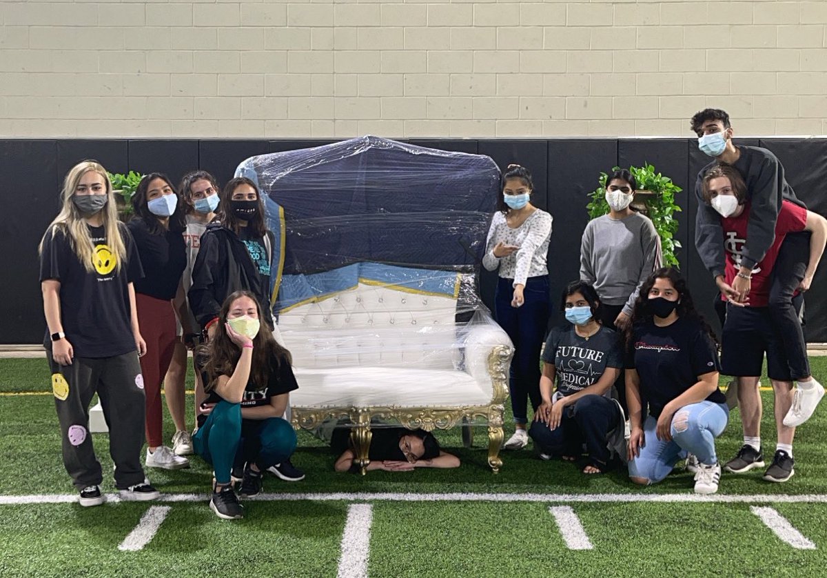 trinityclass21's tweet photo. Class Council is getting ready for #Prom2021 tomorrow! It has been moved to the BJ Murray Athletic Center due to the weather. See y’all at 7:30! https://t.co/gBjVIpHL2A