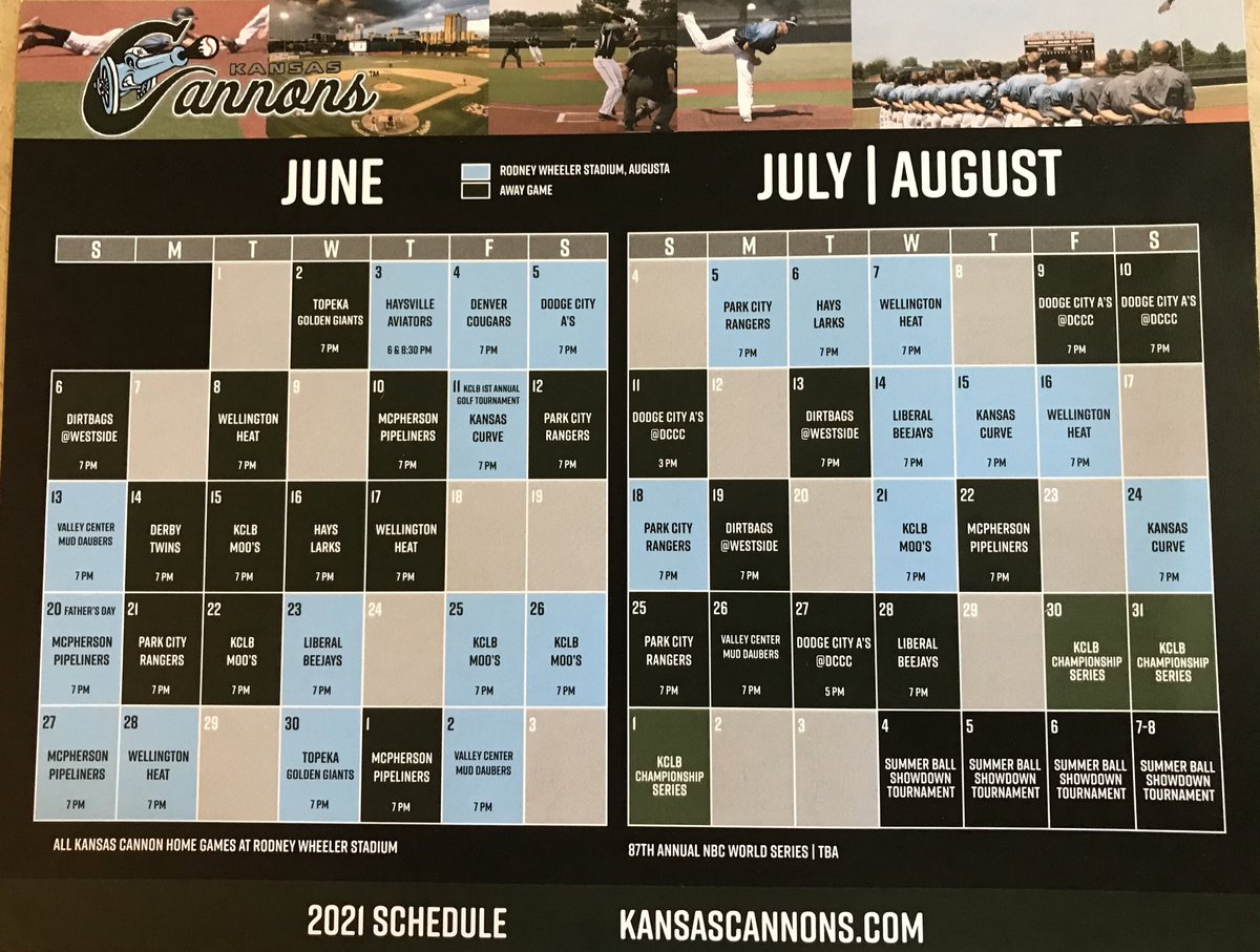 👀 Check out the schedule for the Kansas Cannons’ 2021 season! #rollcannons #MarkYourCalendar #letsplayball