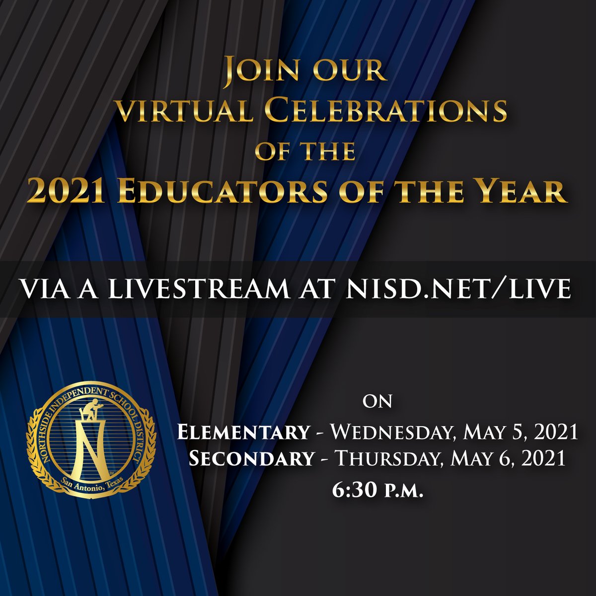 This coming week is Teacher Appreciation Week &amp; we'll be honoring our 2021 Educators of the Year with 2 nights of virtual ceremonies! Here's the list of honorees &amp; how you can watch- nisd.net/news/celebrati… Do you know any of these exceptional educators? #NISDFamily