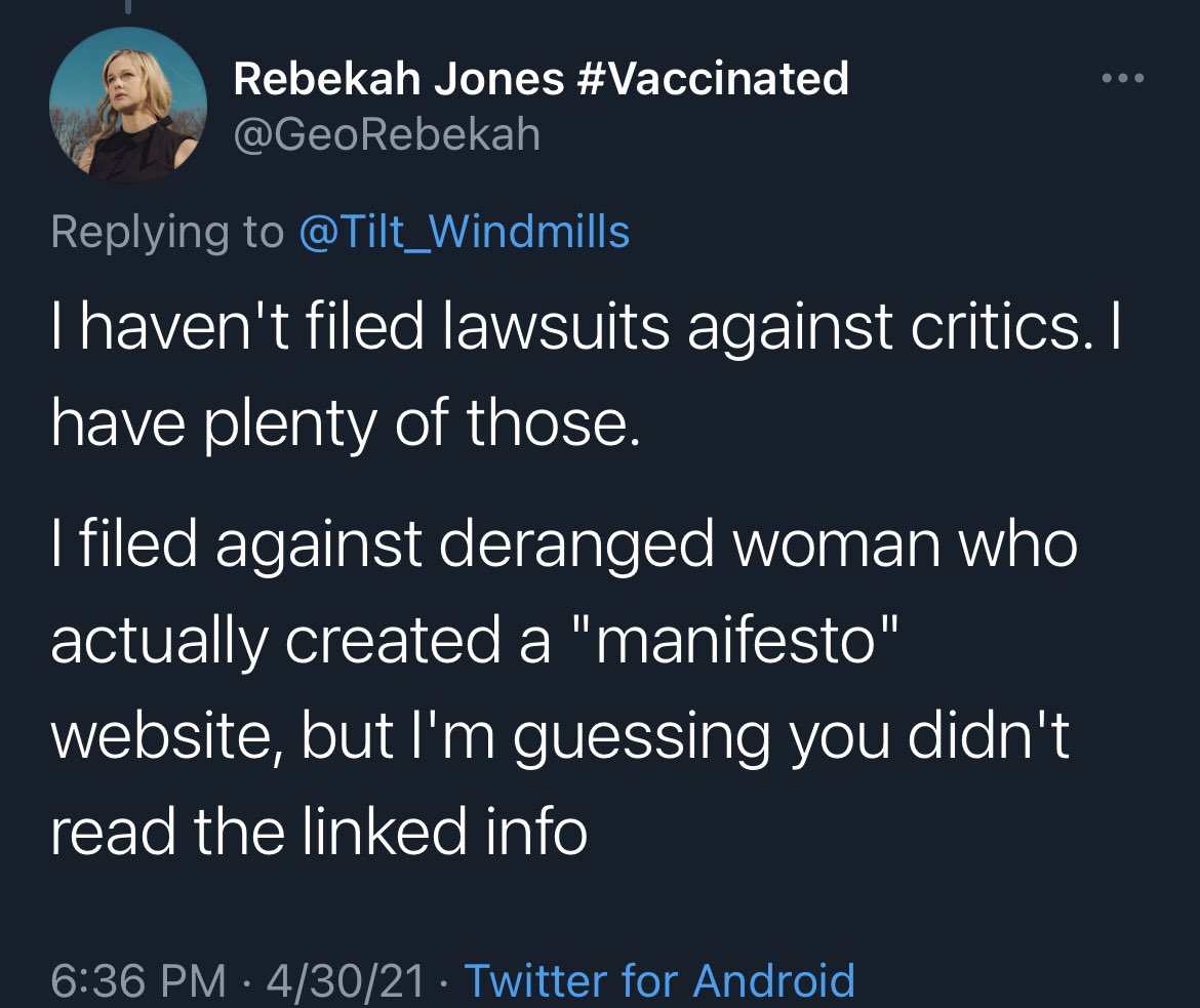 Without evidence, Rebekah Jones falsely claims that Christina Pushaw is InsubordinateS8.She refers to this ( https://rebekahjonesmanifesto.wordpress.com/ ) as a “manifesto” website, which is true in one sense: It’s where Insub re-uploaded the “manifesto” that Jones wrote about Jones’ stalking victim.