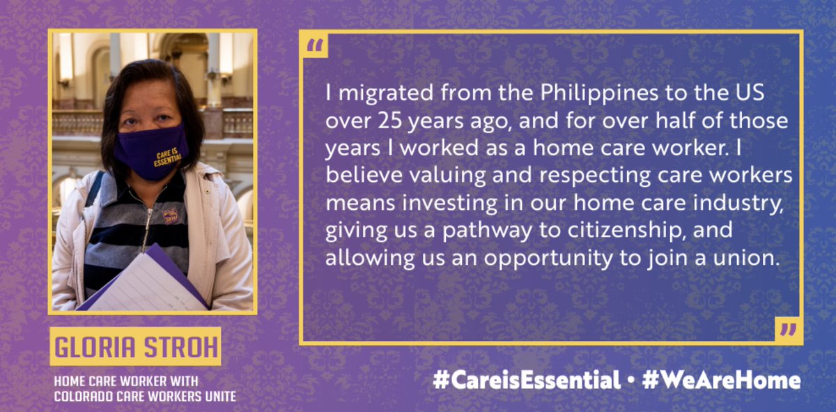 HomeCareCO's tweet photo. On this International Worker's Day, we must act NOW to protect and invest in the care worker industry. #WeAreHome #CareIsEssential #copoli #MayDay https://t.co/gQScoORWZk