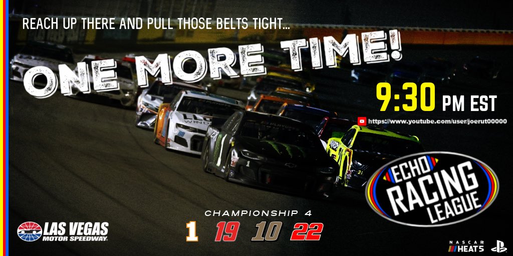 AceCupPS5's tweet image. #OneFinalTime

@joerut00000 YouTube 9:30 est.

@NASCARHeat | #EchoRacingLeague