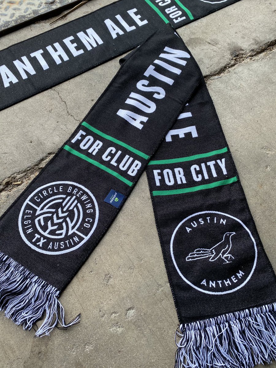 circlebrew's tweet photo. Come on out to the taproom tomorrow and cheer on #AustinFC as they take on Minnesota United at 7 PM. We’ve got Austin Anthem Ale on draft and some new merch to go along with it!  Scarf and enamel pin now available from the taproom!

#VERDE https://t.co/Hl3wvubaZt