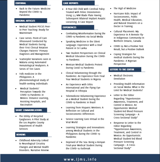 TheIJMS's tweet photo. List of all the articles in our newly published 2021 Jan-Apr Issue.

Click on the link below to view
https://t.co/hw4O7q7JZ4 https://t.co/Bt4znnYQ5Q