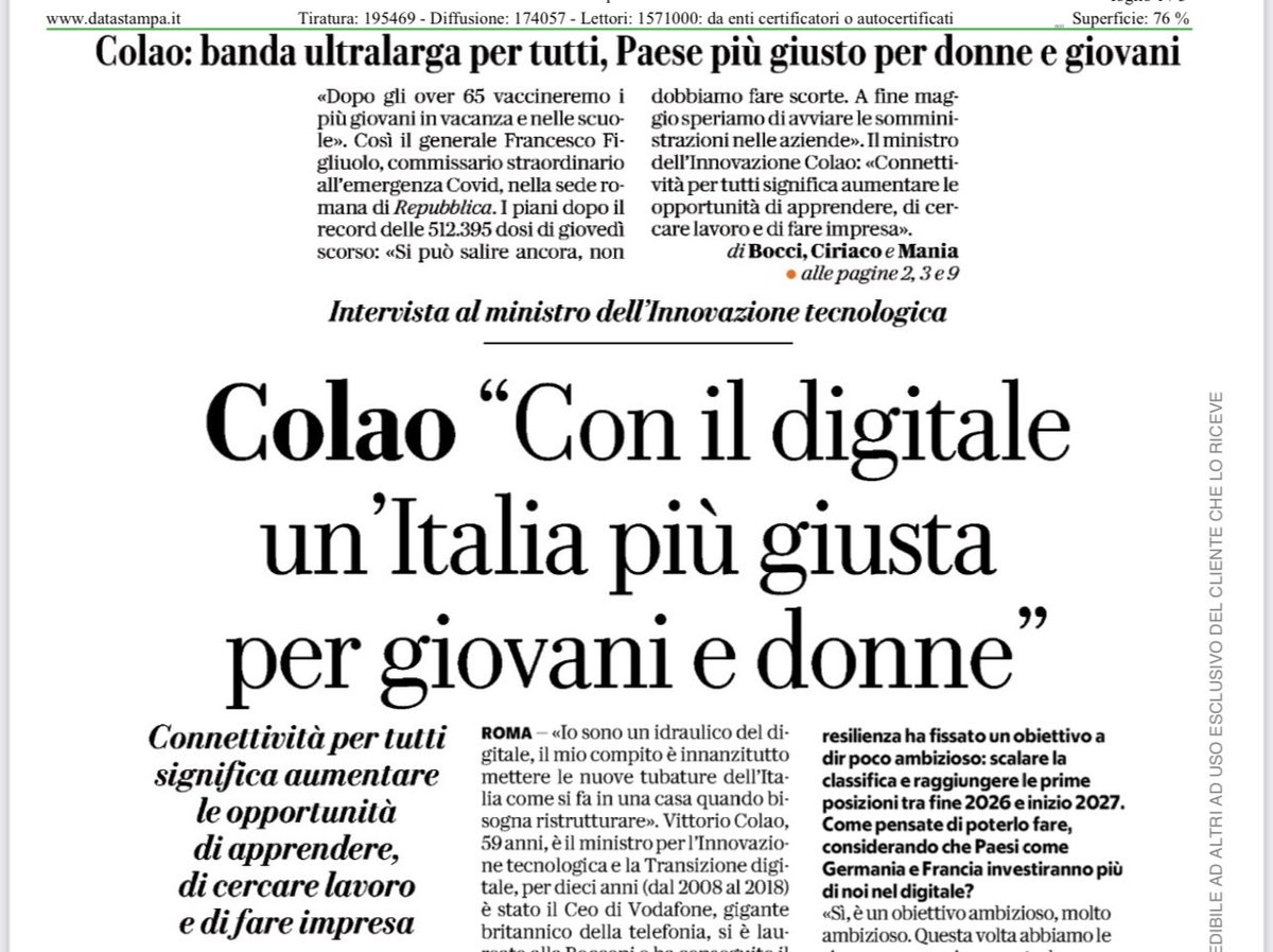LDRaimondo's tweet photo. Con il #digitale un’Italia 🇮🇹 più giusta per #giovani e #donne ❗️
Con la #connettivita’ si aumentano le possibilità di apprendere ➕cercare #lavoro ➕fare impresa. Noi @asstel ci siamo per il #Paese #DigitalTransformation
#1maggio2021 #1M2021 https://t.co/8E1ZJY4Usg