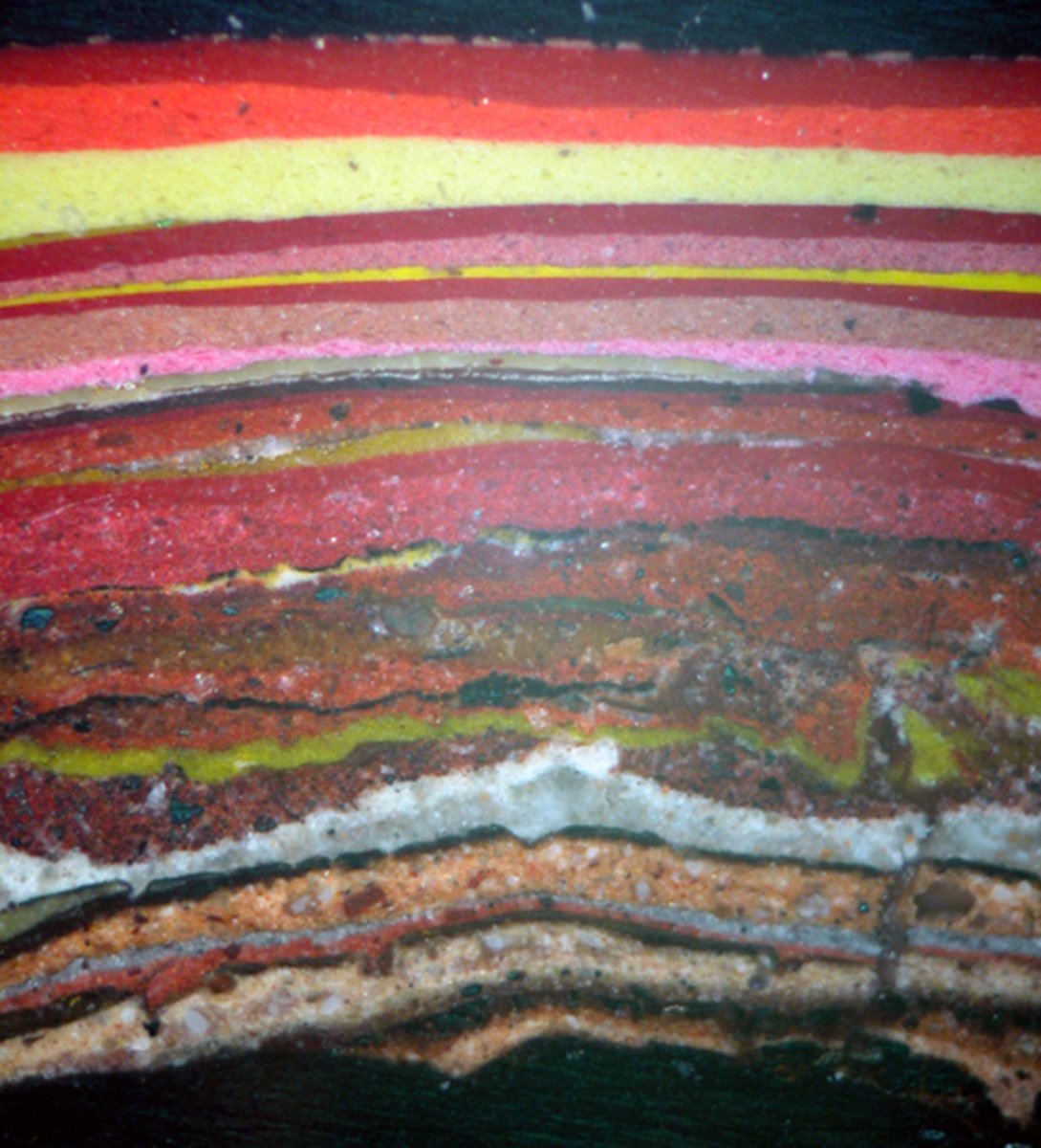 Architectural paint analysis ~ 100x magnification of the layers of paint on an 18th century theatre wall (Loeblich) archdaily.com/43289/ad-inter… ■ &amp; cross section of the multiple coats of paint on lamp stands at Holborn Viaduct since 1869 (Baty) patrickbaty.co.uk/2012/02/01/hol…