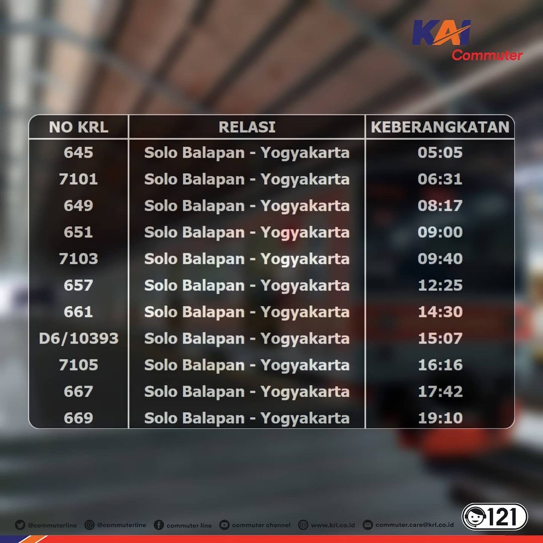 Jadwal krl solo jogja mei 2021