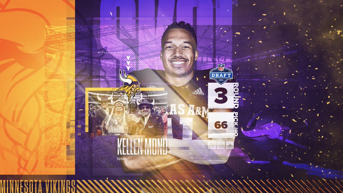 #Skol, meet #NINK. 👍

Gig 'em, @TheKellenMond and congrats to the @Vikings! You got one of Kyle Field's greatest.

#NFLDraft #NFLAggies #GigEm #VikingsDraft